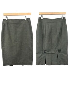Sandra Angelozzi Pencil Skirt Back Pleated Button Detail Size Medium